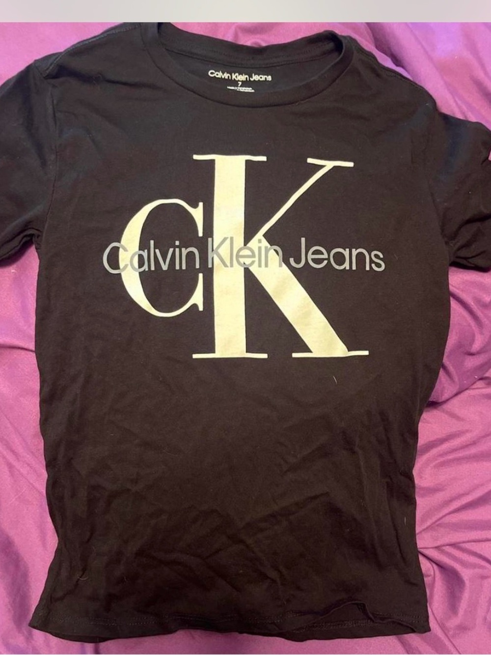 Calvin Klein Jeans Black Tee with Silver CK Logo